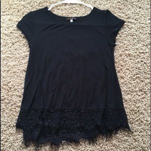 Ella Moss®️ Black Shirt with Lace bottom